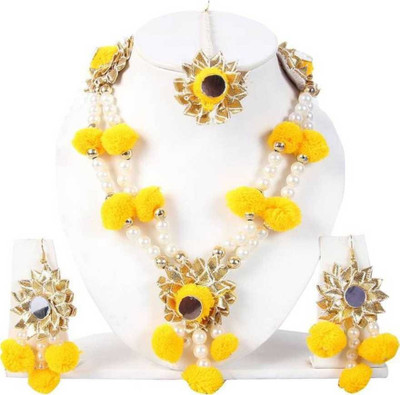BBKA Fabric Yellow Jewellery Set(Pack of 1)