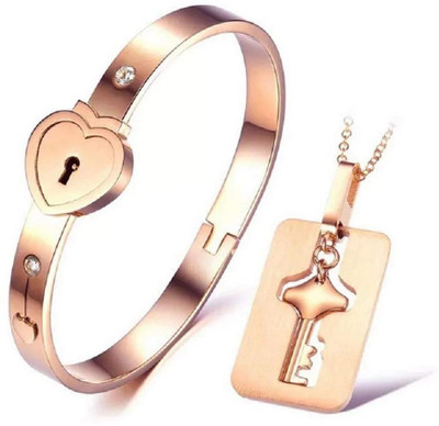 ruby collection Stainless Steel Copper Rose Gold Jewellery Set(Pack of 1)