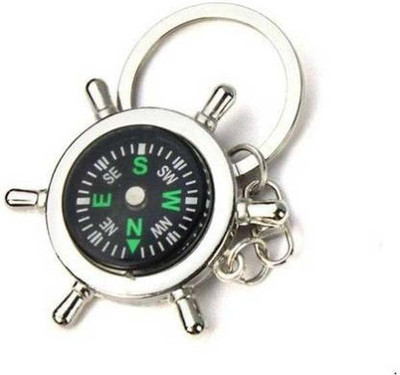 Rashi Traders Metal Round Campass For Using Direction Key Chain Key Chain