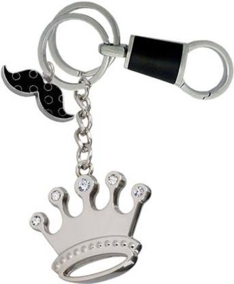 Rashi Traders Kings Queen Diamond Stone Crown With Moonchh Locking Key Chain Key Chain