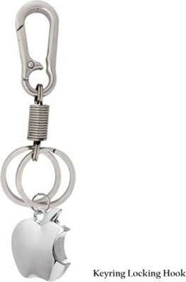 Rashi Traders Imported Full Metal 3D Apple Shaped Locking Hook Keyring Gift For Family Friend (Silver) Key Chain Key Chain