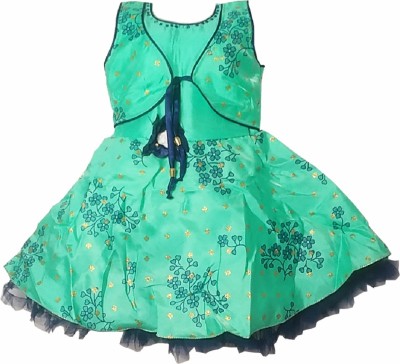 harshvardhanmart Midi/Knee Length Party Dress(Green, Sleeveless)