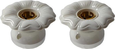 Hiru Fancy Batten Bulb holder Socket (White) Plastic Light Socket(Pack of 2)