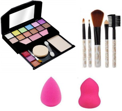 Insta Beauty Makeup Kit for Girls + 5 Piece Makeup Brushes + 2 Puffs