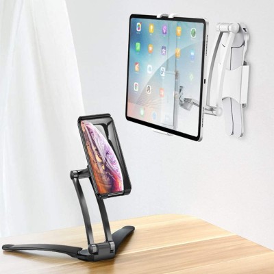 Hold up Kitchen Tablet Stand Wall Mount Adjustable, Stand 2-in-1 Kitchen Wall/Tabletop Desktop Mount Recipe Holder Stand Mobile Holder