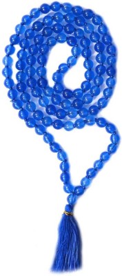 Takshila Gems Natural Blue Agate Mala (108+1) 6 mm Knotted Beads Lab Certified Blue Hakik Mala Agate Stone Necklace