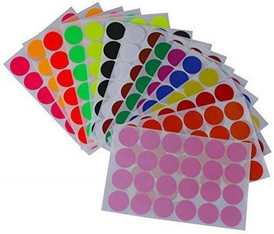 ShikharRetails Dots Sticker 25mm Minimum 3 Color Round Circle Blank Labels Self Adhesive Multicolor (1500pc) n.a. Paper Label(Multicolor)