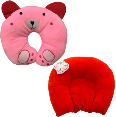 Chinmay Kids Mustard Seeds, Polyester Fibre Animals Baby Pillow Pack of 2(Pink, Red)