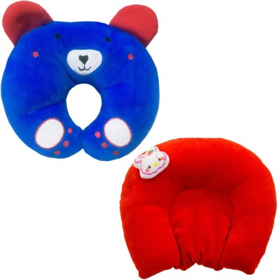 Chinmay Kids Mustard Seeds, Polyester Fibre Animals Baby Pillow Pack of 2(Blue, Red)