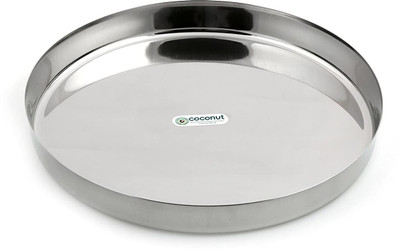 COCONUT Stainless Steel 21 GuageThali / Kumcha / Dinner Plate - 10 Inches Dinner Plate(Dinner Plate)