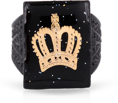 Dzinetrendz Brass Black Rhodiumplated Kings Crown Finger Ring Brass Rhodium Plated Ring