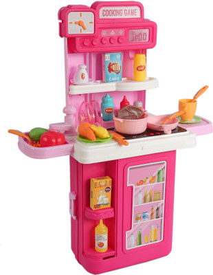 Gopinath enterprise1 4 in 1 Mobile Kitchen Set for Kids Girls | Kitchen Toys Trolley for Girls with Realistic Lights & Sounds & Kitchen Accessories Set for 3 Year Old Gir