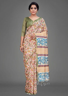Ratnavati Printed Bollywood Art Silk Saree(Beige)