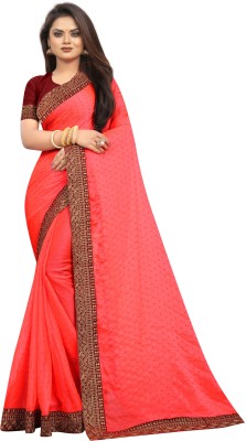 G JELLY FASHION TREE Solid/Plain Bollywood Jacquard, Art Silk Saree(Pink)