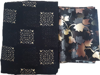 VINIT ENTERPRISE Printed Bollywood Chiffon Saree(Black)