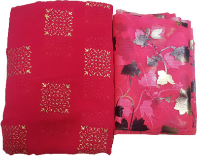 VINIT ENTERPRISE Printed Bollywood Chiffon Saree(Red)