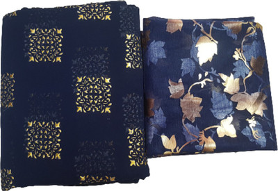ELEGENCE FAB Printed Bollywood Chiffon Saree(Dark Blue)