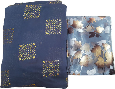 VINIT ENTERPRISE Printed Bollywood Chiffon Saree(Blue)
