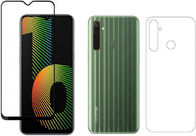 ELEF Front and Back Tempered Glass for Realme Narzo 10 Front 11D Black Tempered Glass Back Flexible Trink(Pack of 2)