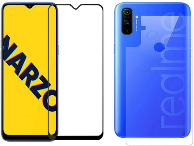 ELEF Front and Back Tempered Glass for Realme Narzo 10A Front 11D Black Tempered Glass Back Flexible Trink(Pack of 2)