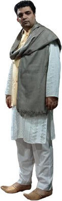 KASHMIR HANDLOOM Cashmere Solid Men Shawl(Grey)