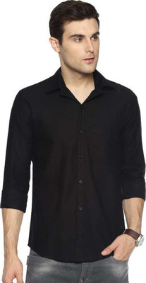 REHAN Men Solid Casual Black Shirt