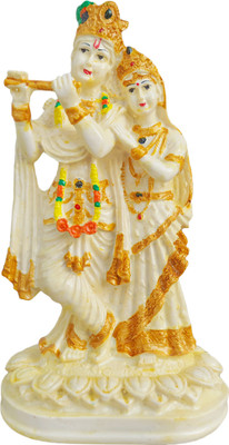 FABZONE Marble look Lord Radha Krishna Idol With God Krishan Handicraft statue makhan chor Spiritual Puja Vastu Fegurine - Religious Murti Pooja Gift Item / Temple / Home Decor / office Decorative Showpiece - 20 cm(Polyresin, Multicolor)