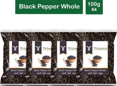 Trinetra Premium Quality Kali Mirch Sabut (Black Pepper)-100gm (Pack Of 4)(4 x 100 g)
