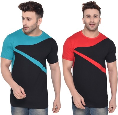 GEUM Solid Men Round Neck Red, Blue, Black T-Shirt