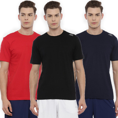 Lucky Roger Solid Men Round Neck Multicolor T-Shirt