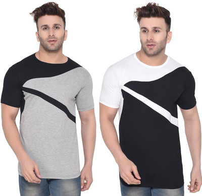 BEYOU FASHION Solid Men Round Neck Multicolor T-Shirt