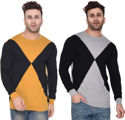 BEYOU FASHION Solid Men Round Neck Multicolor T-Shirt