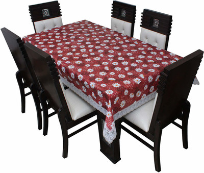 Dakshya Industries Printed 6 Seater Table Cover(Maroon, PVC)