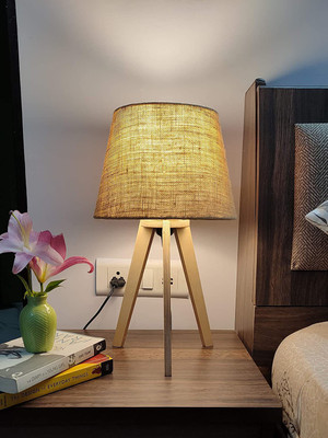 PlyPandit Tripod Table Lamp with All Fresh Color and Finishes (Jute) Table Lamp(38 cm, Jute)