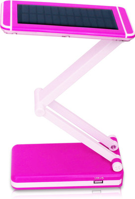 Make Ur Wish High Quality SOLAR 36 LED Foldable Study Table Lamp Rechargeable With USB Mobile Charging Power bank Study Lamp(21 cm, Pink and white)