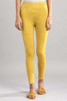 Aurelia Ankle Length Ethnic Wear Legging(Yellow, Solid)