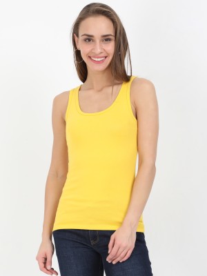 PIPER INTERNAATIONAL Casual Sleeveless Solid Women Yellow Top