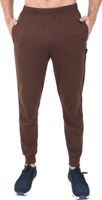 Zeffit Solid Men Brown Track Pants