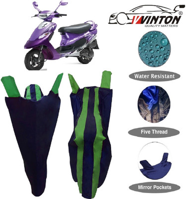 V VINTON Two Wheeler Cover for TVS(Scooty Pep+, Green)