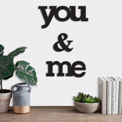 NOGAIYA YOU & ME MDF Plaque Painted Cutout Ready to Hang Home Décor Wall Art (Black) Pack of 3(4 inch X 8.7 inch, Black)