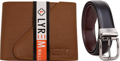 LYREM Wallet & Belt Combo(Tan, Black, Brown)