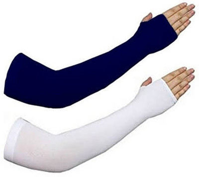 Navkar Crafts Nylon Arm Sleeve For Men & Women(Free, White, Navy Blue)