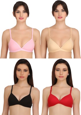 Selfcare New Collection Women T-Shirt Lightly Padded Bra(Red, Pink, Black, Beige)