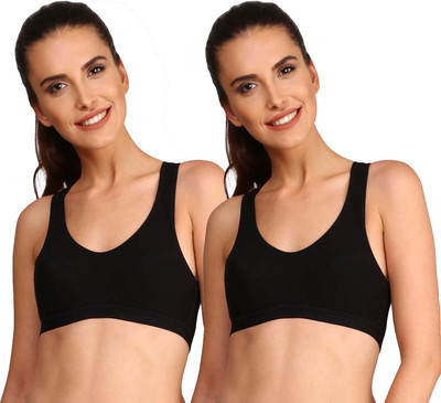 JOCKEY Women Sports Lightly Padded Bra(Black)
