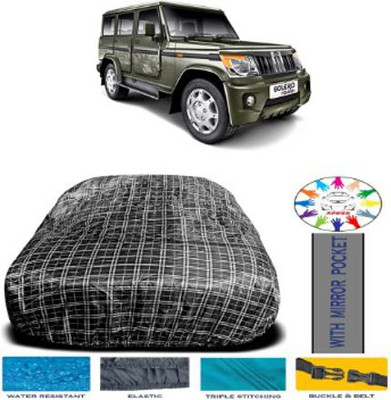 APNEK Car Cover For Mahindra Bolero (Without Mirror Pockets)(White, Black)
