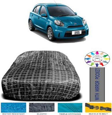 APNEK Car Cover For Nissan Micra (With Mirror Pockets)(White, Black)