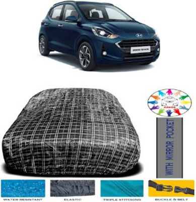 APNEK Car Cover For Hyundai Grand i10 (With Mirror Pockets)(White, Black)