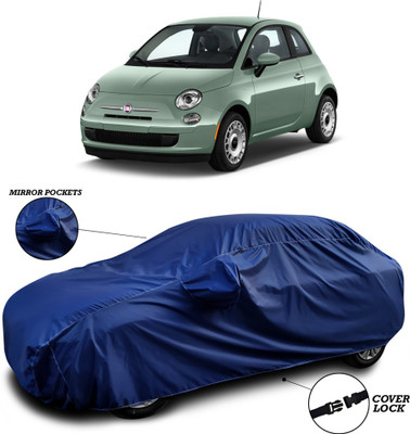 ANTHUB Car Cover For Fiat 500 (With Mirror Pockets)(Blue)