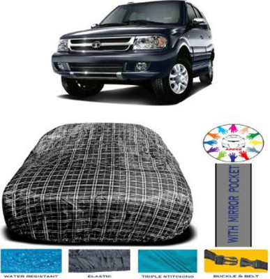 APNEK Car Cover For Tata Safari Storme (With Mirror Pockets)(White, Black)