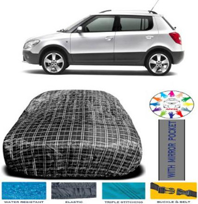 APNEK Car Cover For Skoda Fabia (With Mirror Pockets)(White, Black)